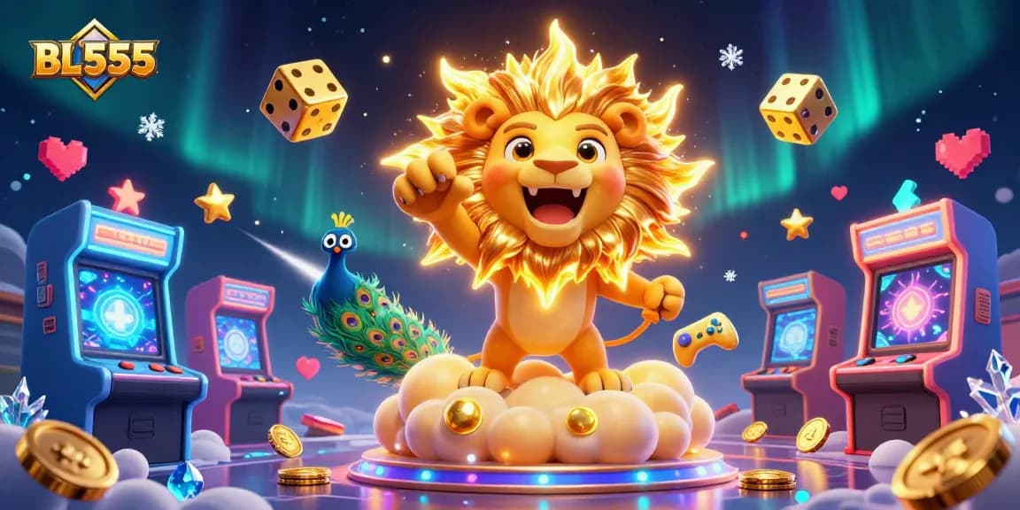 Experience the thrill of gaming at BL555 with vibrant characters and casino elements.