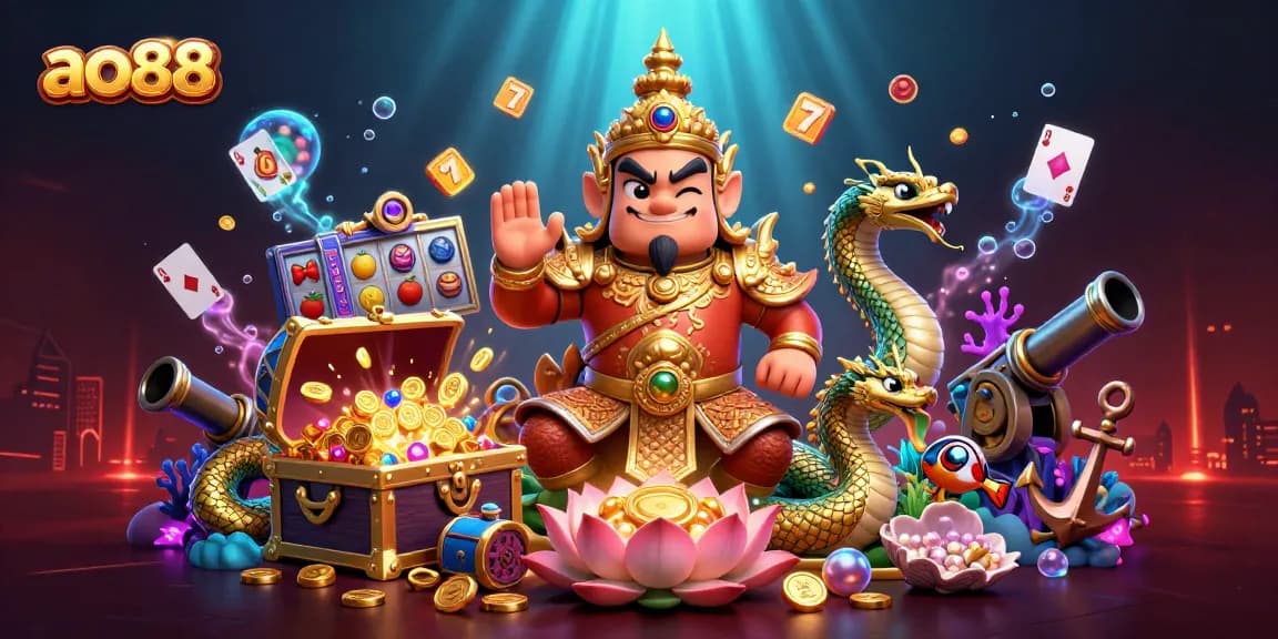 Experience winning spins at ao88 with a lively scene featuring jackpot slots and vibrant casino elements