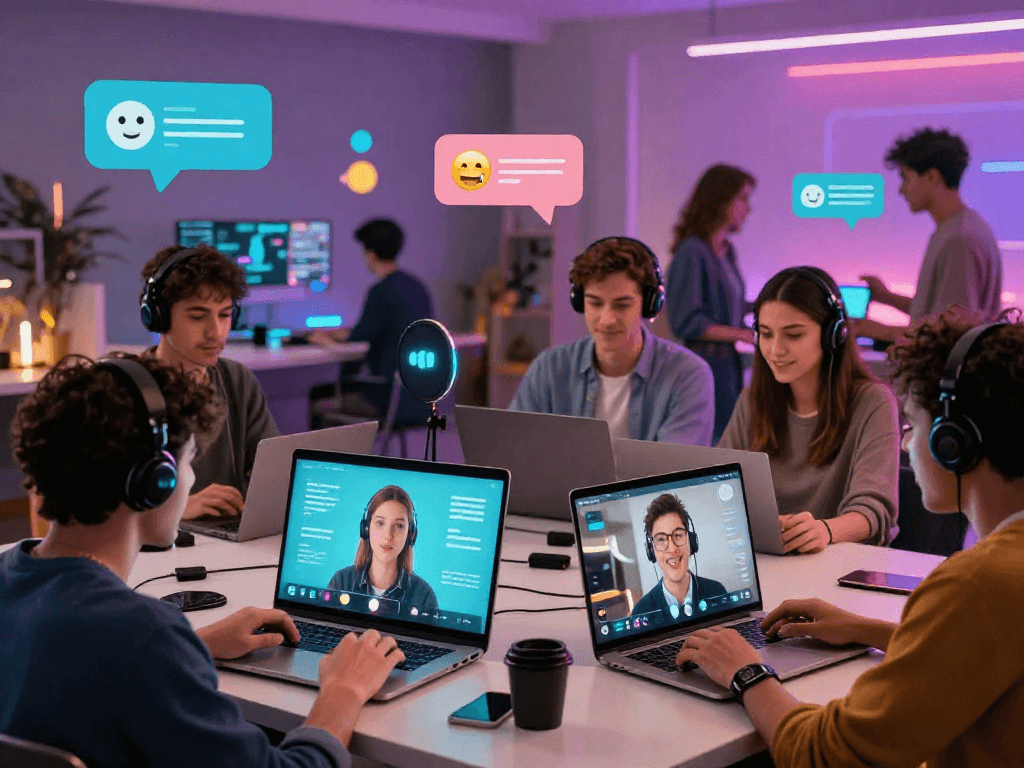 Engaging nsfw ai chat session with diverse users in a lively digital environment.