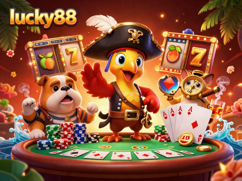 Experience big wins with lucky88 as characters celebrate on a vibrant casino scene.