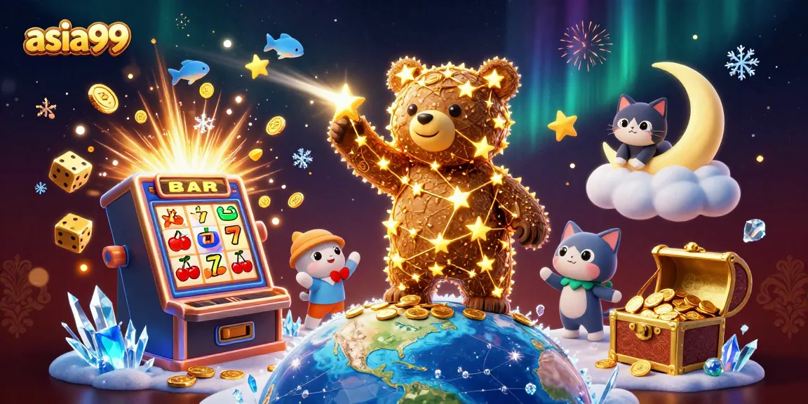 Experience the vibrant universe of asia99 through a dynamic scene of gambling delights.
