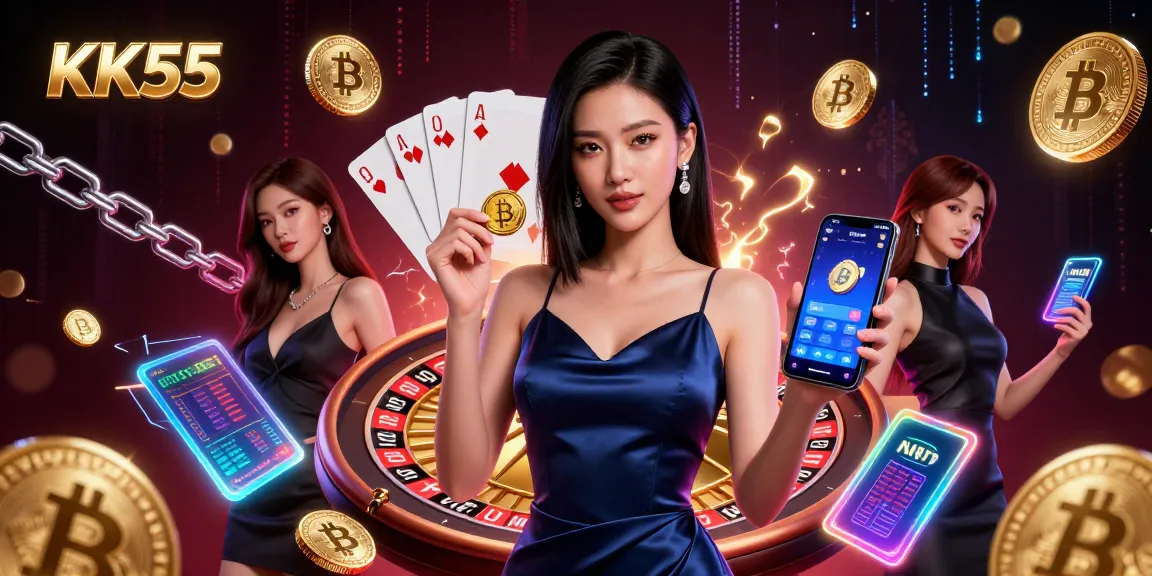 Engage with KK55 by exploring the vibrant world of casino gaming illustrated through stunning characters and dynamic game elements.