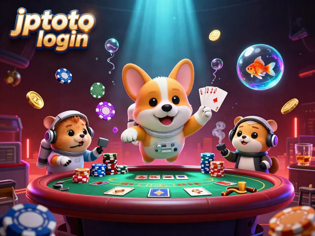 Join the jptoto login adventure with fun characters in a dynamic casino scene full of excitement.
