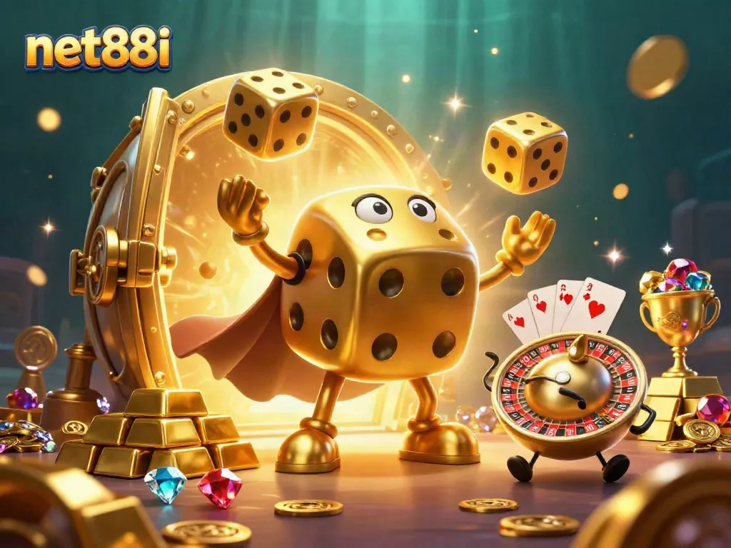 Engage in thrilling gameplay with net88i's 3D casino world featuring dynamic characters and rich treasures.