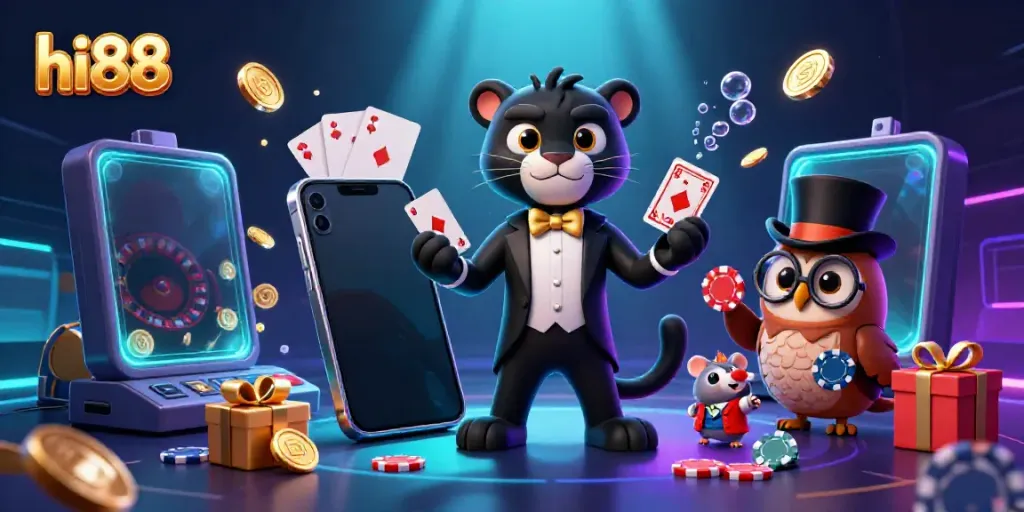 Engage with hi88's thrilling gaming world featuring unique characters and dynamic casino action.