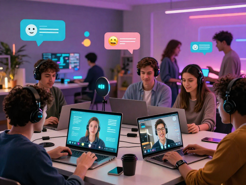 Engaging nsfw ai chat session with diverse users in a lively digital environment.