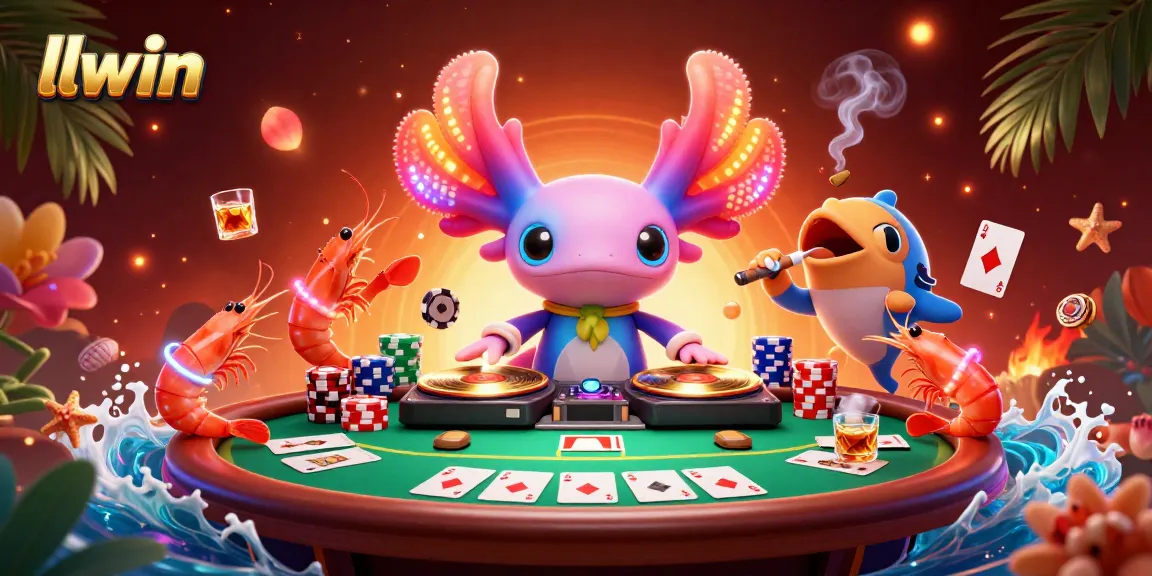 Experience an electrifying gaming scene with a lively llwin DJ and poker action.