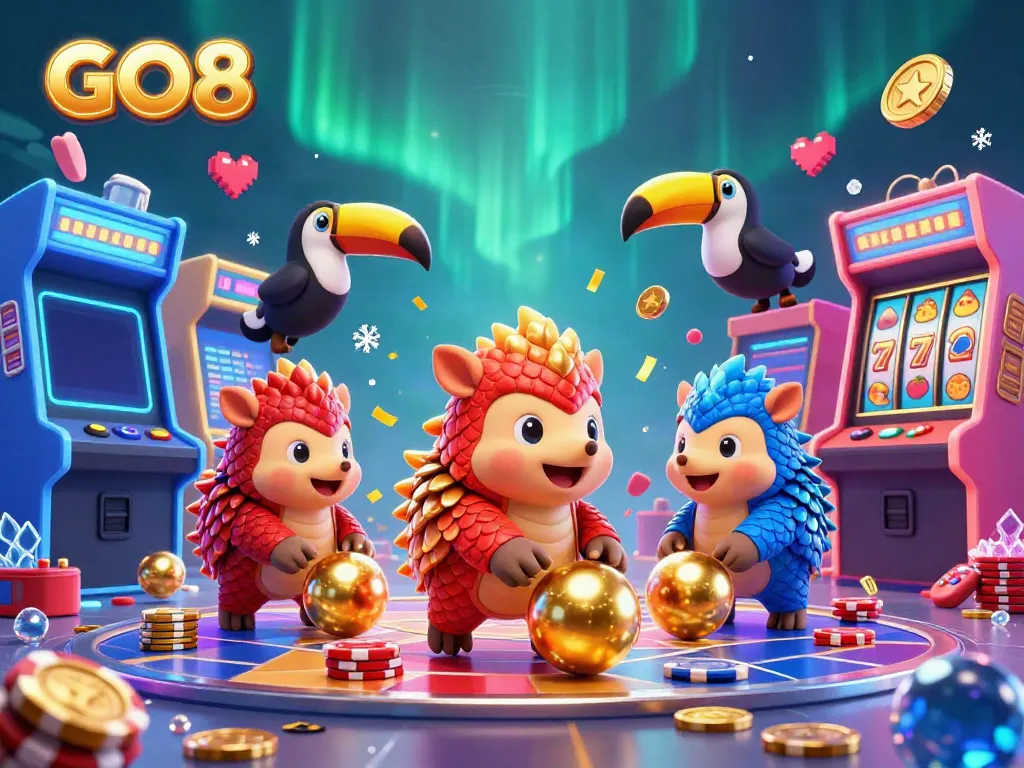 GO8 rivals compete in a lively casino scene, demonstrating vibrant casino gameplay.