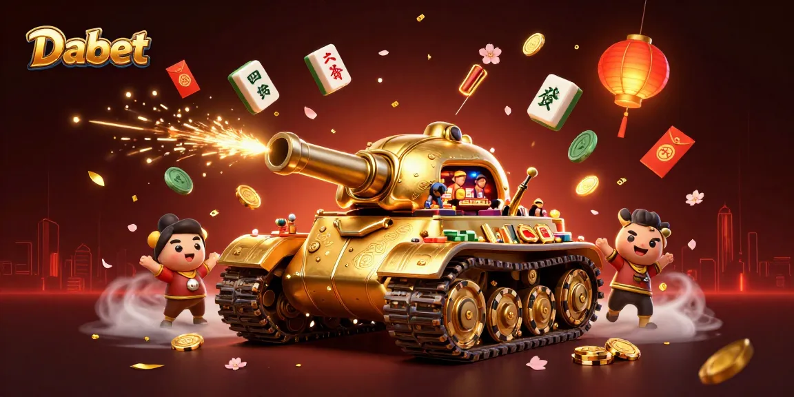 Dabet showcases a vibrant and entertaining online casino scene featuring a golden beetle tank with tiny patrons.