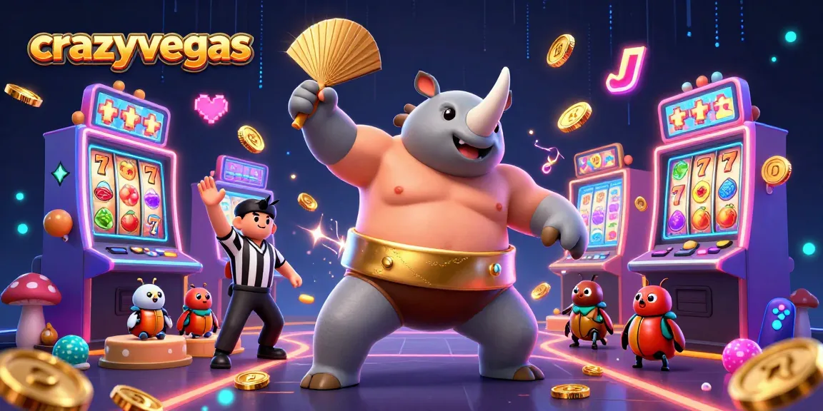 Experience excitement at crazyvegas with vibrant casino action featuring a sumo beetle and colorful slots.