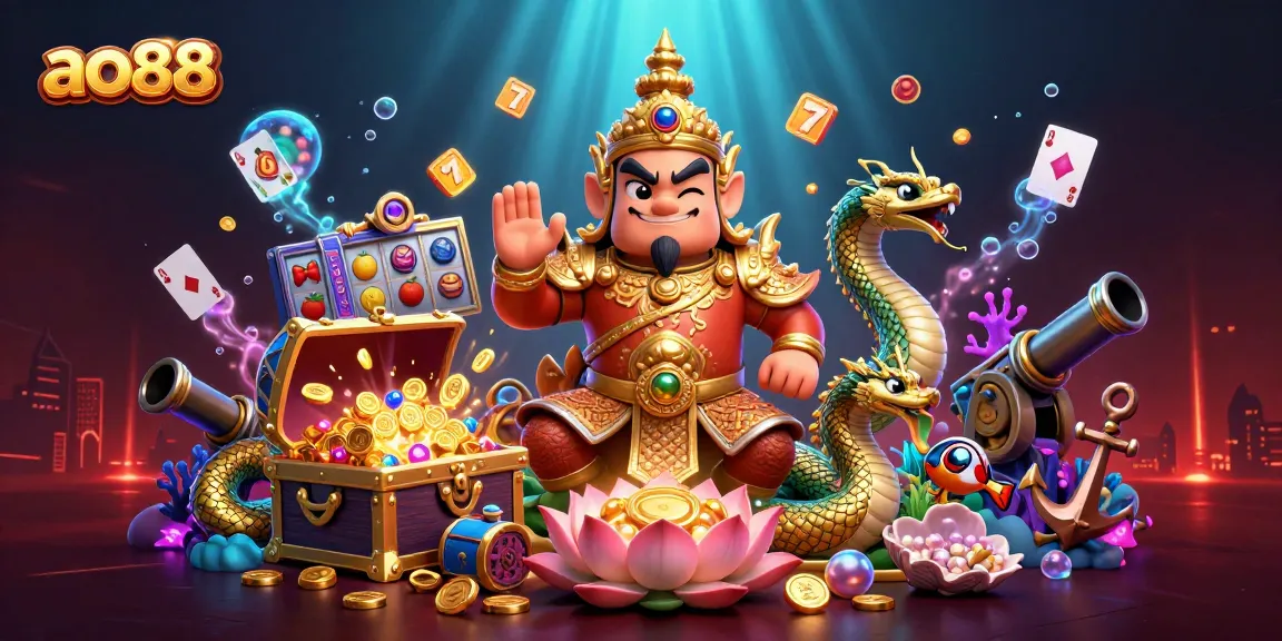 Experience winning spins at ao88 with a lively scene featuring jackpot slots and vibrant casino elements