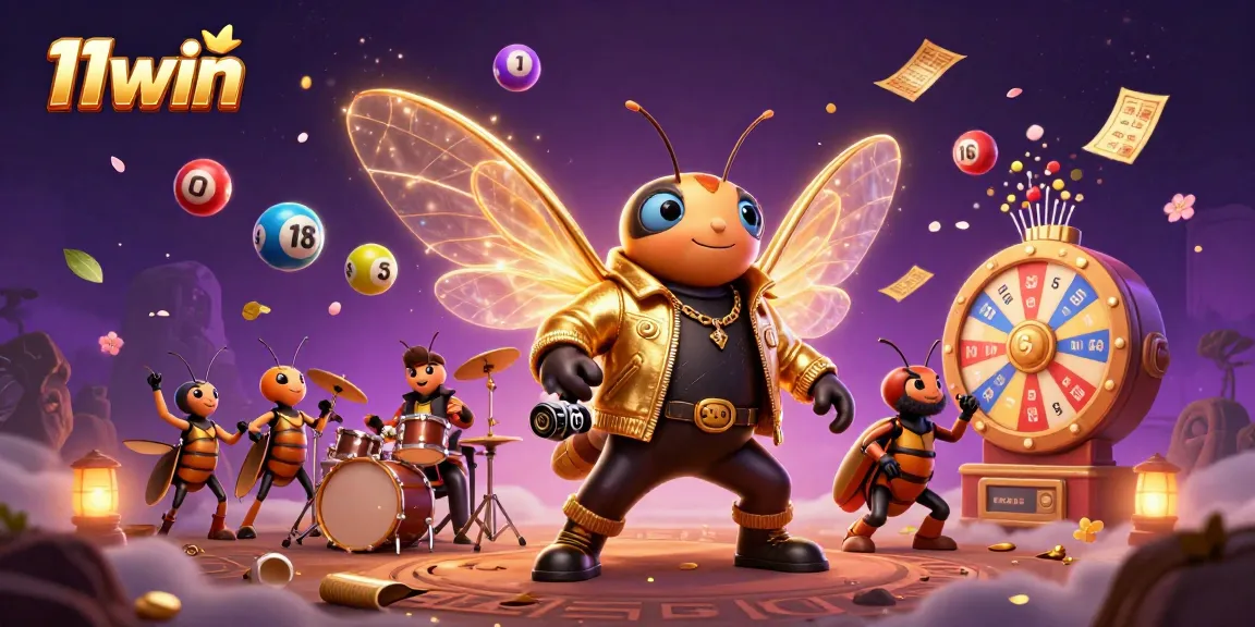 Experience 11win's exciting lottery action with dynamic game elements in a vibrant 3D illustration.