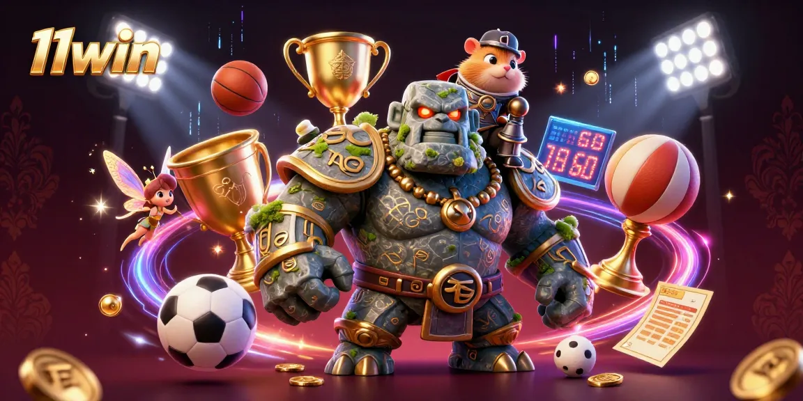 Engage in thrilling action at 11win, featuring a vibrant 3D casino scene with lively elements.