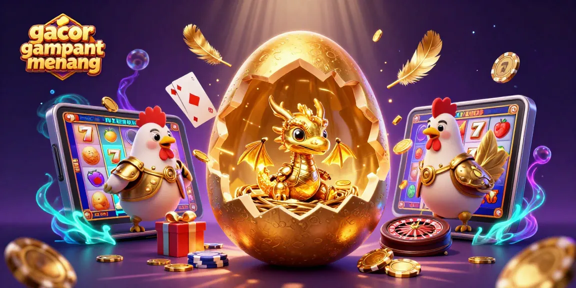 Experience the excitement of slot gacor gampang menang with a golden dragon and rich casino elements in this vibrant illustration.