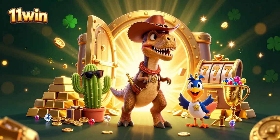 Engage with the 11win casino adventure featuring dynamic characters, exciting slot reels, and treasures.